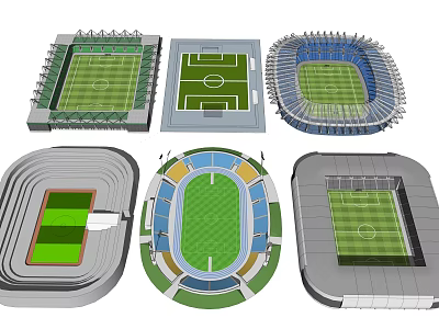 Various Football Stadium Designs With Seating Areas Field Layouts And Structures 3d model