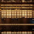 Elegant Modern Restaurant Interior With Floral Ceiling Decor Chandelier Dining Table Chairs And Ambient Lighting