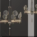 Modern Glass Globe Chandelier With Gold Metal Frame And Illuminated Bulbs