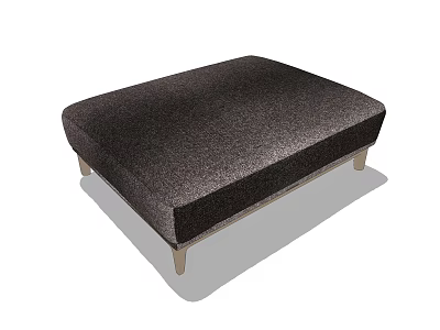 Stylish Modern Dark Fabric Ottoman with Sturdy Wooden Legs for Living Room 3d model