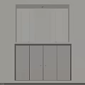 Modern Gray Wall Mounted Cabinet With Upper Glass Doors And Lower Storage Doors