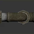 Rusted Industrial Metal Pipe Fitting With Elbow Joint And Flanges