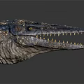 Detailed Crocodile Head Model With Sharp Teeth Textured Skin And Yellow Eyes