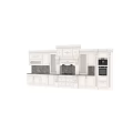 White European Style Kitchen Cabinets With Carved Details And Marble Countertops