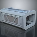 Cartoon Scene Of Gray Sci-Fi Container With Geometric Panels Vents And Hatch Design