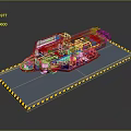Futuristic Gray Vehicle Model With Blue Cockpit On Blue Platform With Yellow Black Stripes