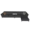 Gray L Shaped Sectional Sofa With Decorative Pillows And Modern Design 3d model