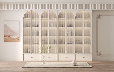 French Bookcase Cream Bookcase 3d model