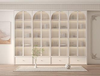 French Bookcase Cream Bookcase 3d model