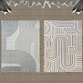 modern square carpet striped fabric carpet 3d model