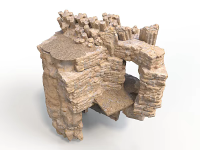 Ancient Irregular Stone Architecture Structure With Archway And Stacked Blocks 3d model