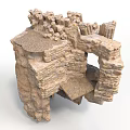 Ancient Irregular Stone Architecture Structure With Archway And Stacked Blocks