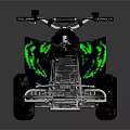 Terrain Suitable For Four Wheeled ATV With Dark Blue Green Flame Graphics And Large Tires