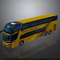 Yellow Double Decker Bus by Express Motors SA with Upper Deck And Large Windows 3d model