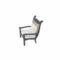 Classic Black Single Chair With Carved Armrests White Cushion And Wooden Frame