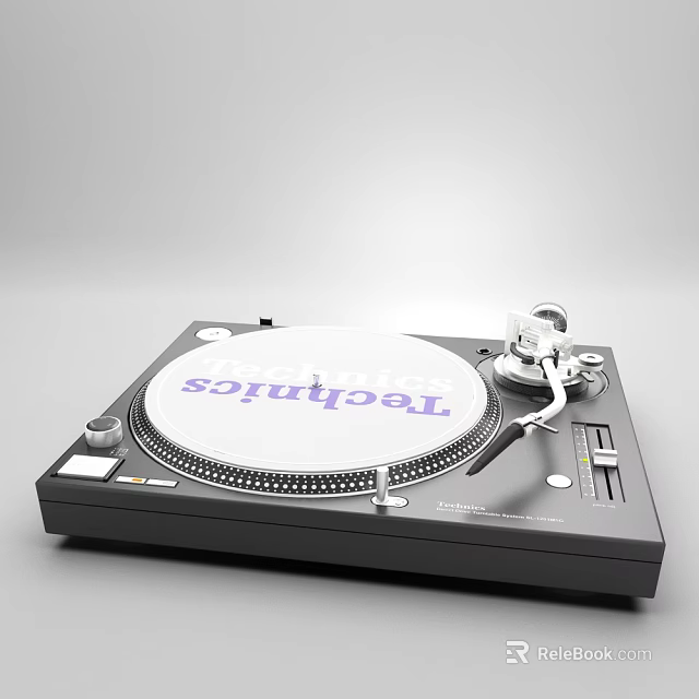 High Quality Technics Black Turntable With Vinyl Platter And Tonearm Design 3d model 