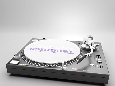 High Quality Technics Black Turntable With Vinyl Platter And Tonearm Design 3d model