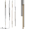 Modern Linear Chandelier With Sleek Brass Silver Metal Rods And Hanging Pendant Lights