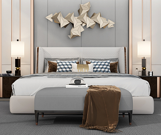 Modern Background Double Bed New Classical Double Bed 3d model