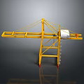 Yellow Construction Crane Model With Ladder White Control Box And Red Base 3d model