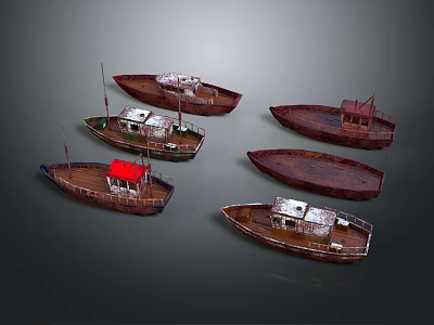Vintage Wooden Boats With Traditional Structures And Classic Roof Designs 3d model