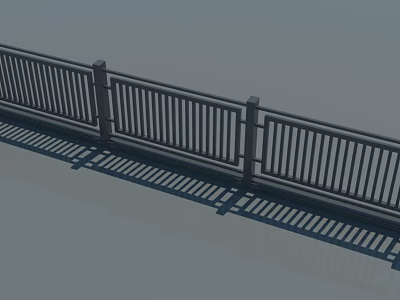Modern Metal Fence With Vertical Bars And Long Structure For Outdoor Use 3d model