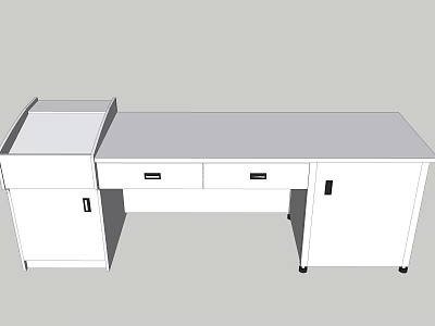 Functional Desk With Drawers Cabinet Doors And Wheels For Home Office Workspace 3d model
