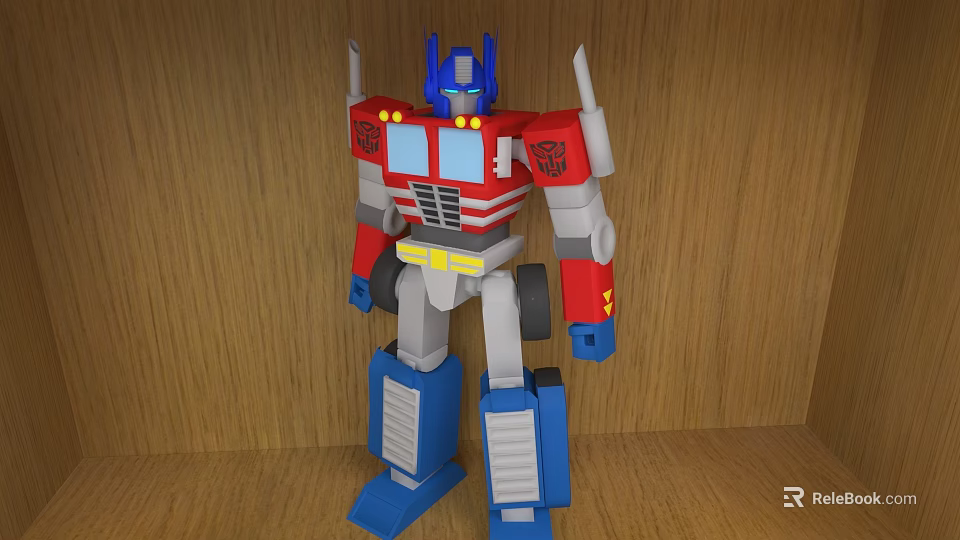 Electric Toy Robot Action Figure Standing Red Blue White Detailed Design 3d model 