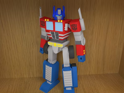 Electric Toy Robot Action Figure Standing Red Blue White Detailed Design 3d model