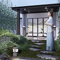 Exquisite Garden Landscape Design With Traditional Pavilion Water Features and Lush Greenery Surrounding Modern Building