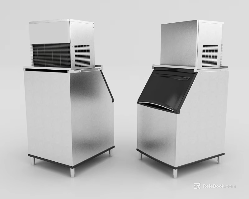 Two Commercial Stainless Steel Freezers With Different Designs And Stable Support Bases 3d model 