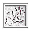 Decorative Square Frame with White and Purple Butterfly Patterns on Grid Background 3d model