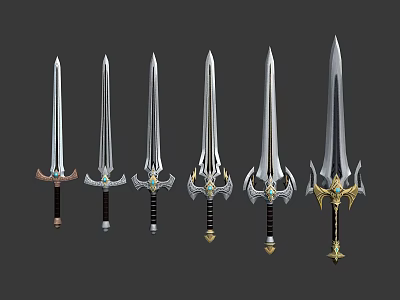 Fantasy Swords Collection with Intricate Hilt Designs Ornate Decorations and Sharp Blades 3d model