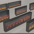 Modern Electric Fireplaces With Different Shapes Sizes And Realistic Flame Effects 3d model