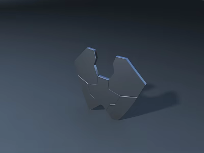 Geometric Fragment Carved Sculpture with Sharp Edges on Dark Background with Shadow 3d model
