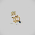 Wooden Workbench With Tools And Scattered Wood Shavings In Woodworking Space