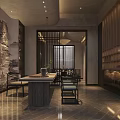 Modern Luxury Club Entrance Space With Water Feature And Stone Decorative Wall