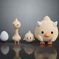 Children Playing With Cute Chick Toys Of Different Sizes Including Egg And Horned Figure