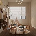 Modern Kids Room With Cloud Sun Star Decor Table Chairs Teepee Tent And Storage Cabinets