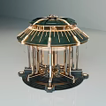 Elegant Gold And Black Pavilion Structure With Decorative Columns And Dome Design 3d model