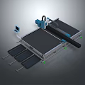 Industrial Laser Cutting Machine with Large Worktable Control Panel and Metal Sheet Trays 3d model
