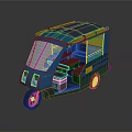 Blue Modern Tricycle With Cab Side Window And Roof Rack Design