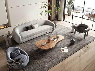 Modern Sofa Coffee Table Combination Sofa 3d model