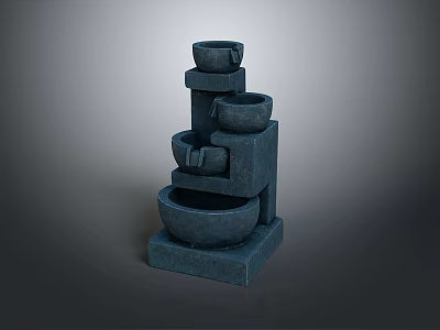 Garden Ornament Multi Tiered Stone Fountain With Stacked Bowl Shaped Design 3d model