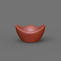 Modern Sculpture Carving Bowl Shaped White with Pink Rim and Smooth Surface on Reflective Base