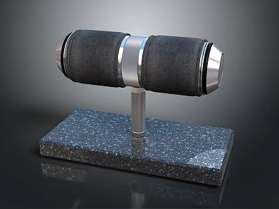 Black Silver Animal Shaped Device On Blue Speckled Base Stand 3d model