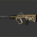 Tactical Military Style Rifle With Yellow Green Finish Scope Magazine And Barrel