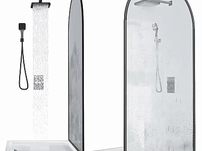 Modern Shower Sauna Design With Glass Partition Handheld Shower And Water Flow 3d model