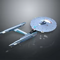 Enterprise Starship With Disc Shaped Hull And Silver Blue Engine Nacelles For Space Exploration