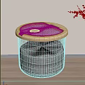 Transparent Cylindrical Kitchen Storage Container With Lid For Grain On Wooden Countertop